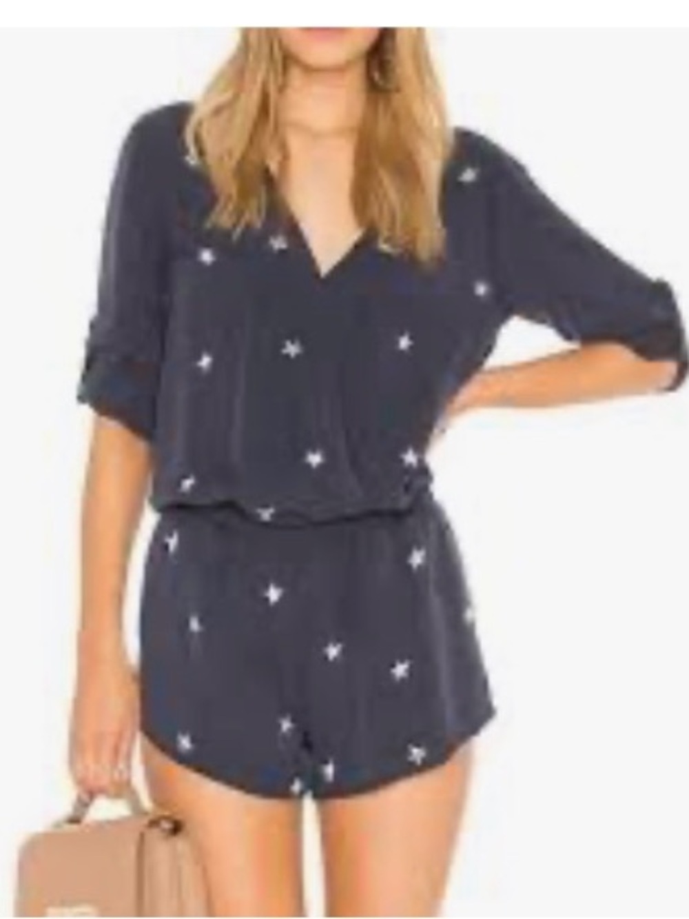 Anthropolgie S Navy Star-Print Romper cloth and stone